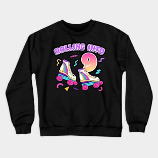 Rolling Into 9th Birthday Girls Roller Skate B-day Gift For Girls kids Crewneck Sweatshirt